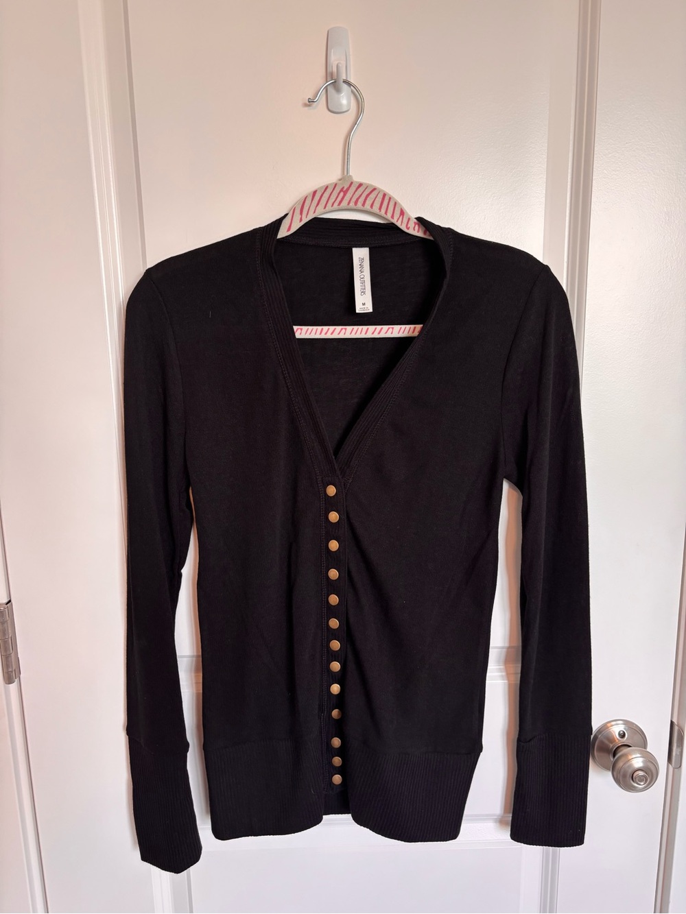 Zenana Black V-Neck Button-Front Sweater